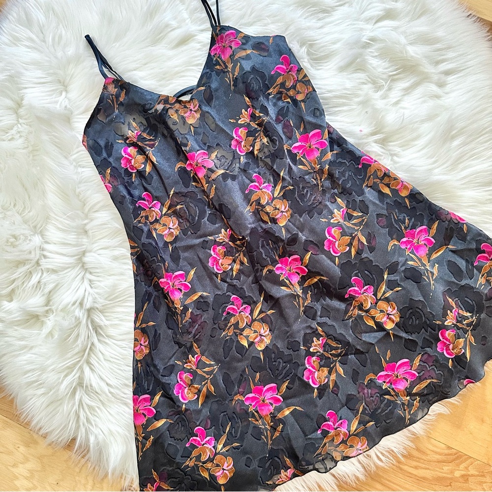 Vintage Victoria’s Secret Gold Label Corset Back Floral Lingerie Slip Dress